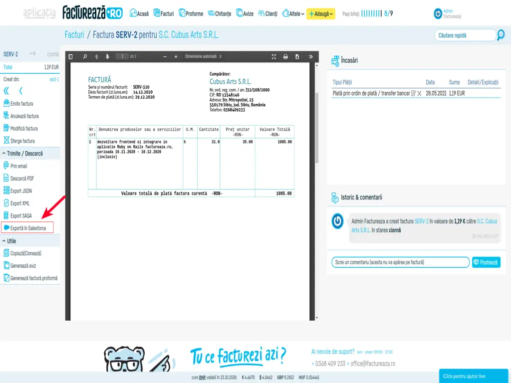 Instrucțiuni instalare modul Salesforce - pasul 7