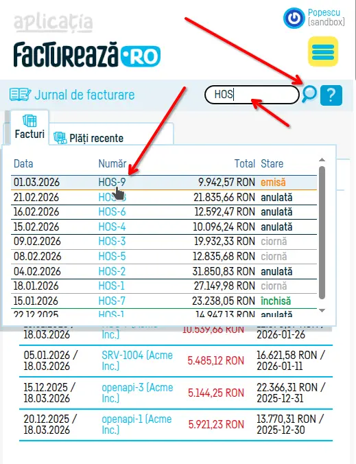 Cum anulez o factură? - pasul 1