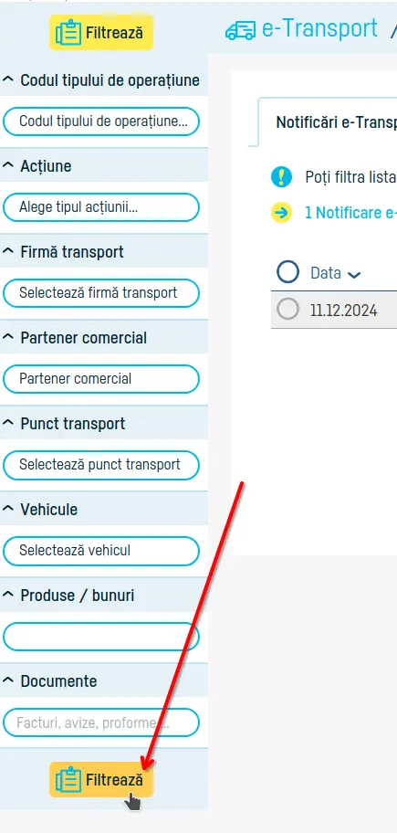 Cum transmiți notificarea e-Transport - pasul 12