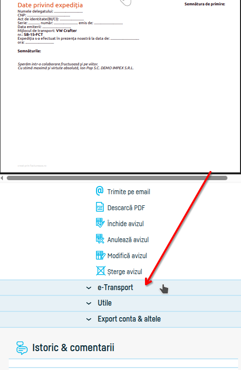 Cum adaug un aviz de însoțire a mărfii? - pasul 13