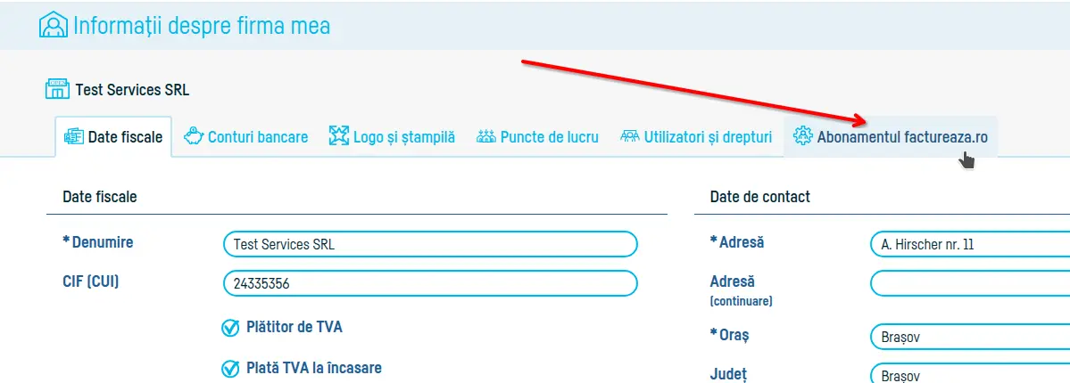 Actualizarea datelor firmei mele  în contract - pasul 2