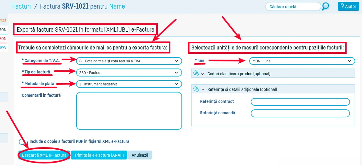 Generarea fișierelor XML(UBL) pentru e-Factura - pasul 2