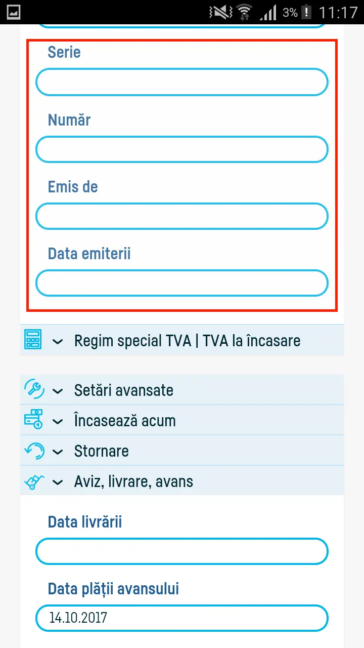 Cum adaug datele privind expediția pe factură? - pasul 2