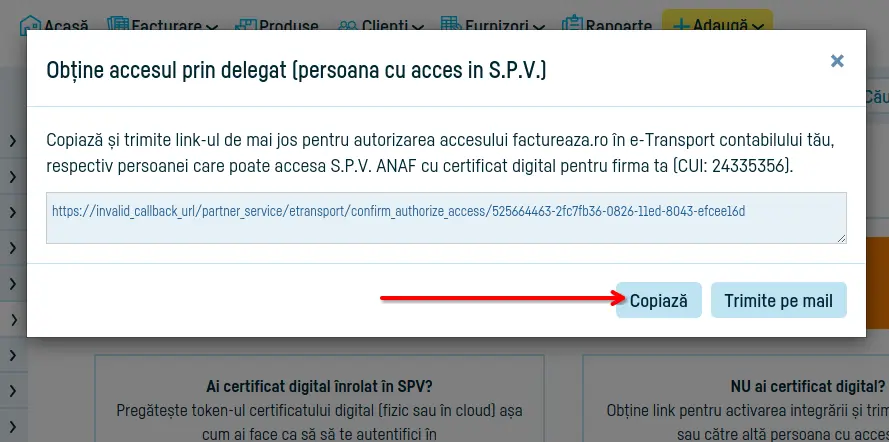 Cum activezi integrarea automată cu e-Transport - pasul 5