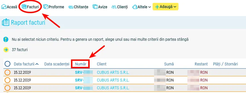 Cum stornez o factură? - pasul 1
