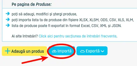 Cum import o listă de produse sau servicii? - pasul 2
