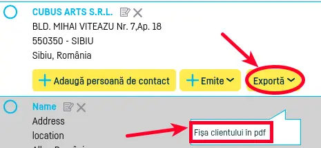 Cum export fișa clientului? - pasul 2