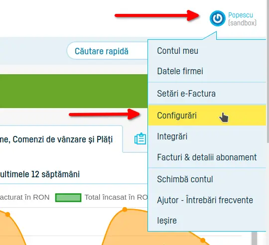 Cum setezi o serie de facturi să transmită e-Factura - pasul 1