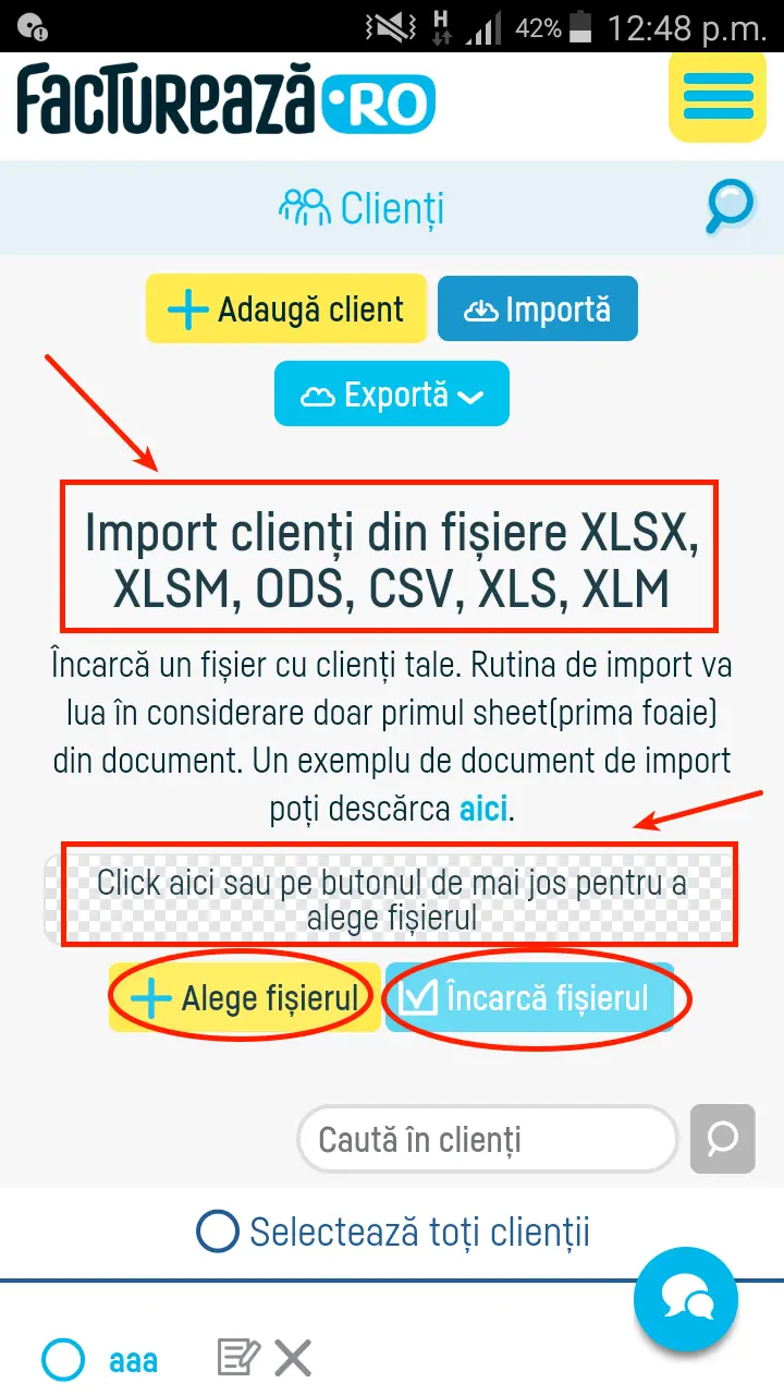 Cum import o listă de clienți? - pasul 3