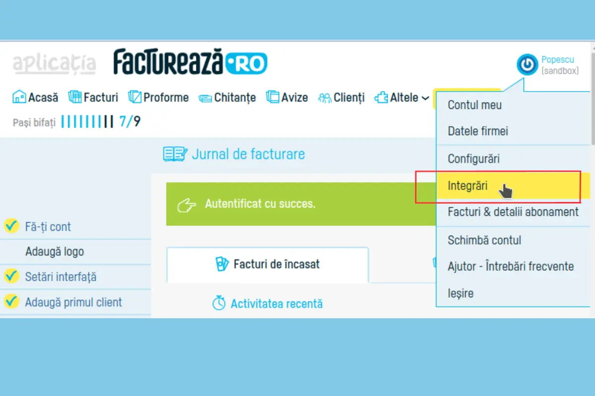 integrare facturi online Stripe