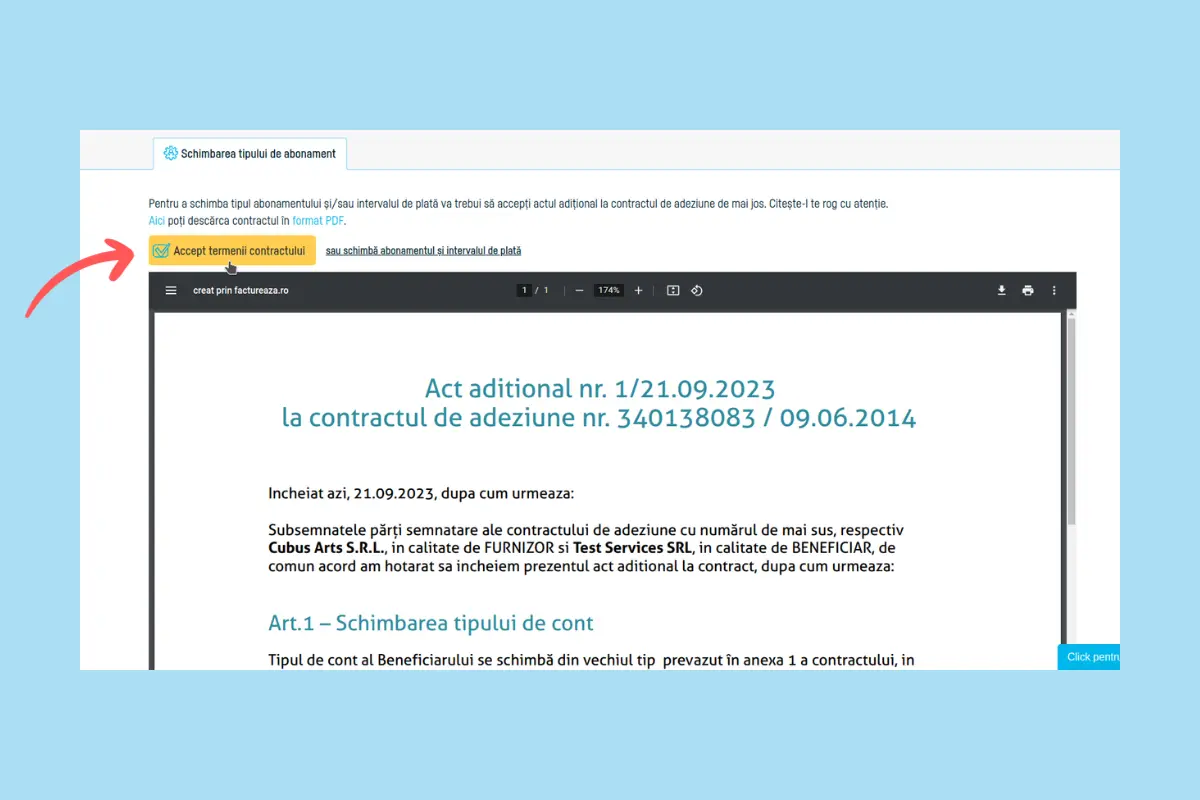 Cum schimb tipul de abonament si perioada de plată? - pasul 4