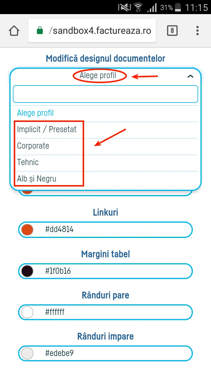 Cum schimb aspectul unei facturi? - pasul 3
