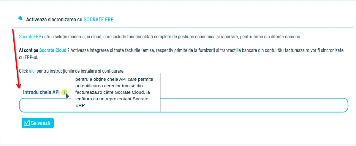 Cum activezi și configurezi integrarea cu Socrate ERP - pasul 2