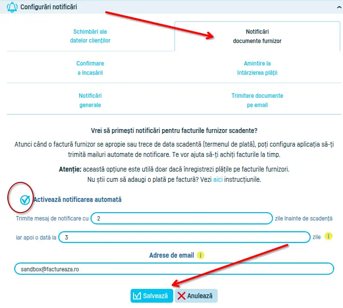 Notificări automate pentru scadenta facturilor furnizor - pasul 3
