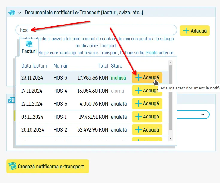 Cum transmiți notificarea e-Transport - pasul 6