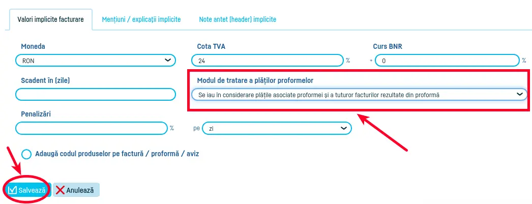 Tratarea plăților pentru proforme - pasul 3