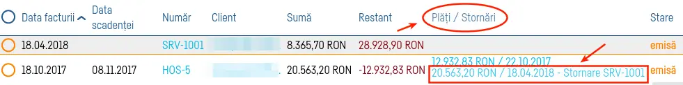 Cum stornez o factură? - pasul 4