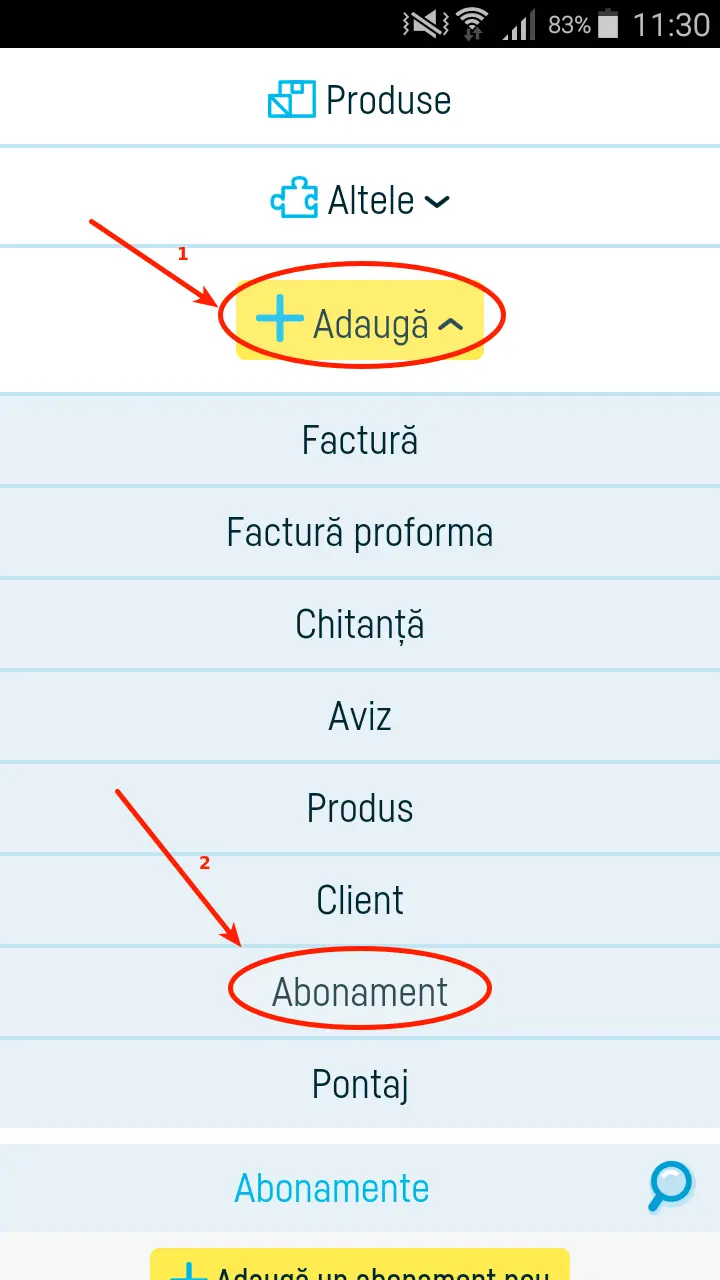 Abonamente care emit facturi automat - pasul 1
