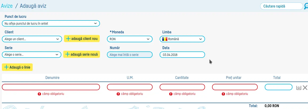 Cum generez o factură dintr-un aviz? - pasul 2