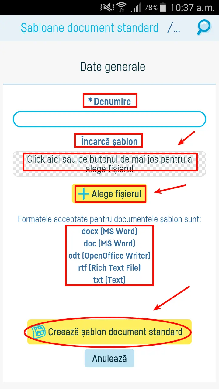 Cum definesc un model de document standard? - pasul 3