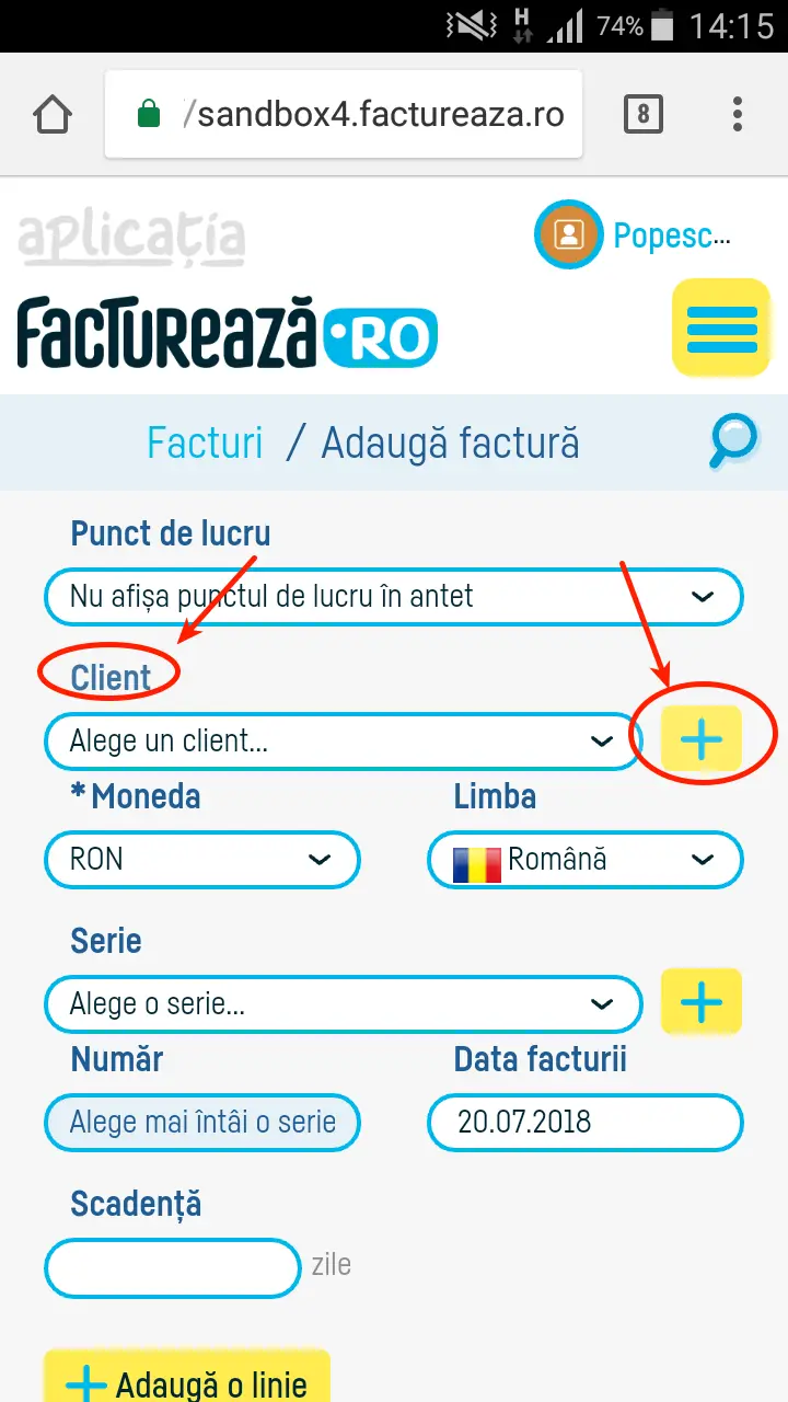 Cum introduc un client nou? - pasul 4