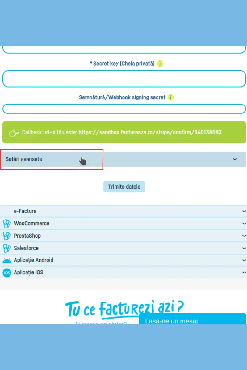 integrare facturi online Stripe
