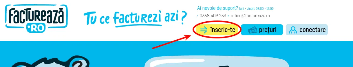 Înscrierea pe factureaza.ro? - pasul 1
