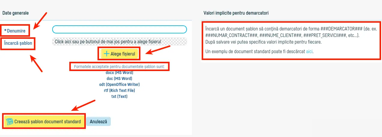 Cum definesc un model de document standard? - pasul 4