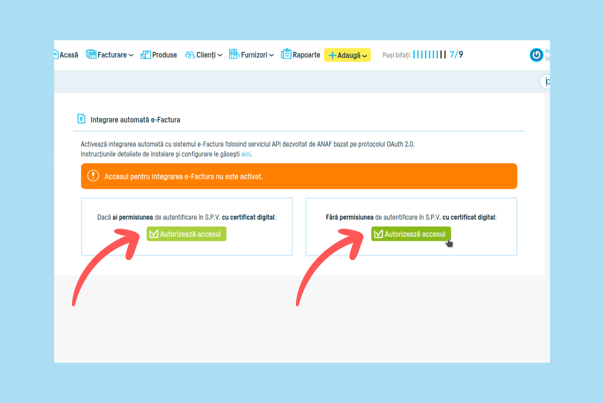 autorizare acces e-factura