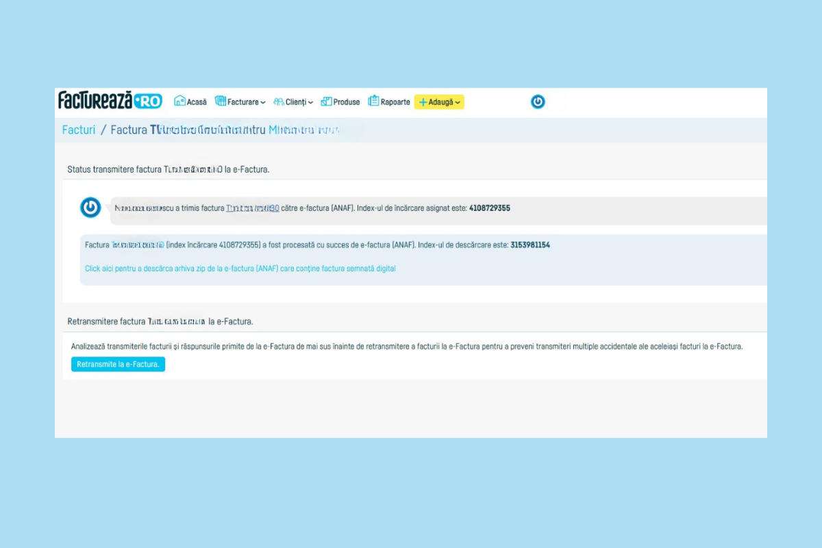 e-factura index incarcare index descarcare