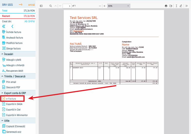 generarea fisierelor xml pentru e-factura pe factureaza.ro